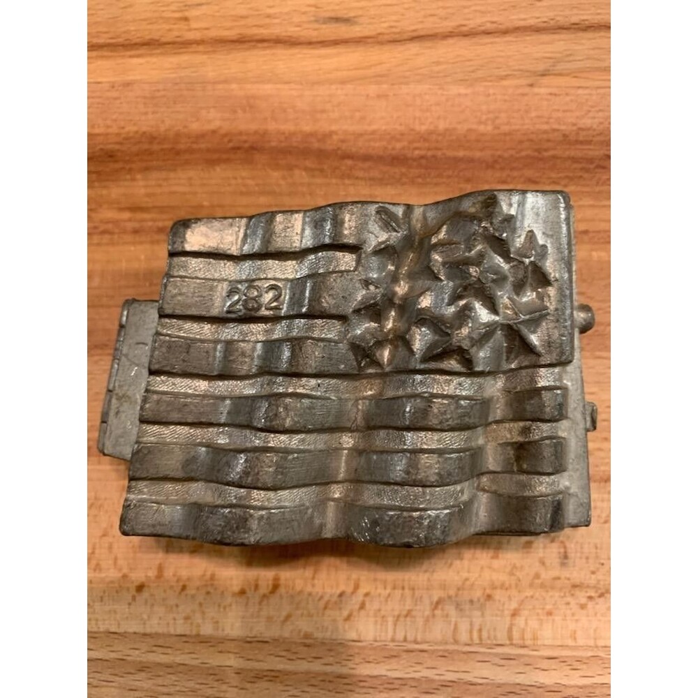 Antique KRAUSS United States Flag # 282 Pewter Patriotic Ice Cream Mould USA